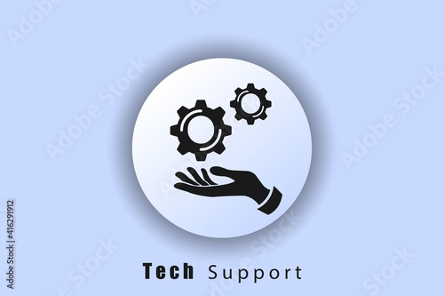 Technical support icon. Operator support with headset. Customer and technical support. User interface icon. White ui web button neomorphism. Vector EPS10