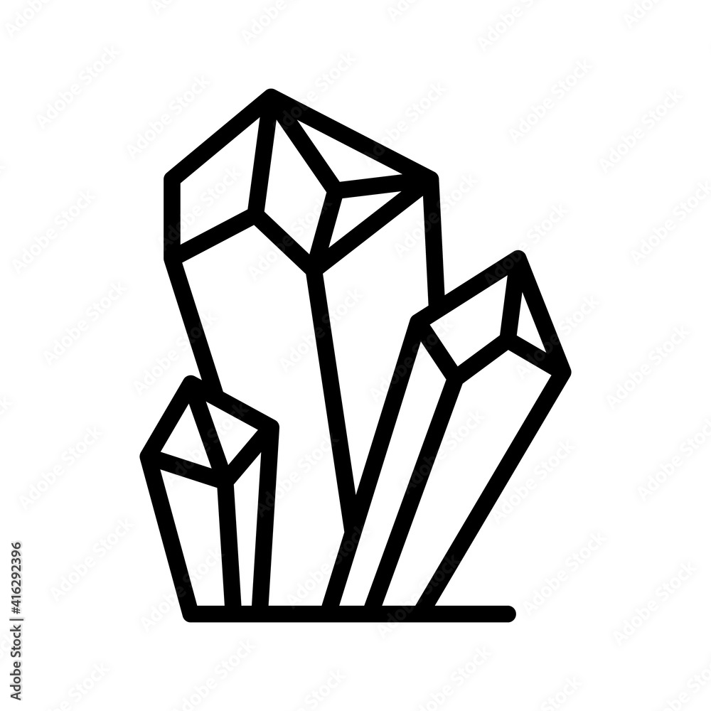 Crystals line vector icon. Geometric gems diamonds vector illustrations collection. For geology or jewelry store Crystals line vector icon. Geometric gems diamonds vector illustrations collection. For geology or jewelry store