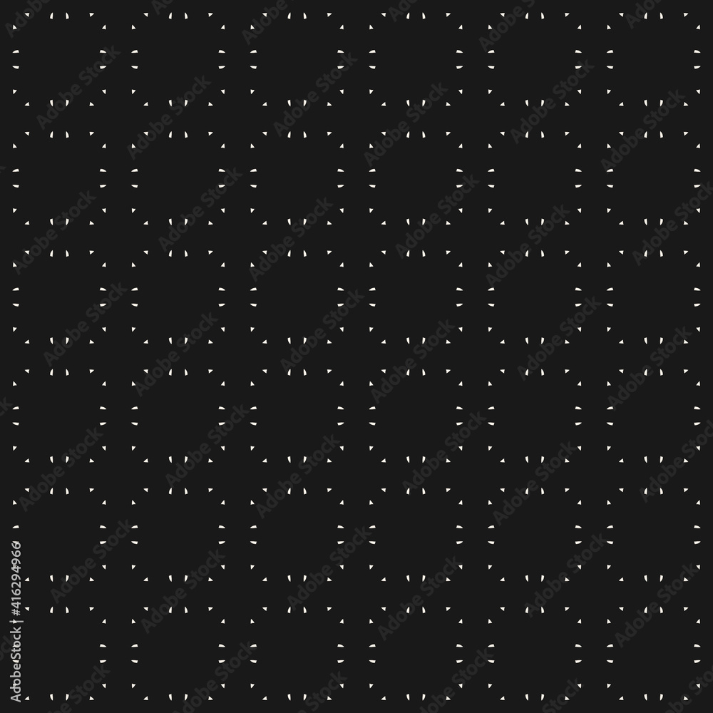 Universal vector seamless pattern. Simple minimal geometric texture. Abstract monochrome minimalist background with small dots in square grid. Modern dark design for decor, print, wallpaper, wrap, web Universal vector seamless pattern. Simple minimal geometric texture. Abstract monochrome minimalist background with small dots in square grid. Modern dark design for decor, print, wallpaper, wrap, web