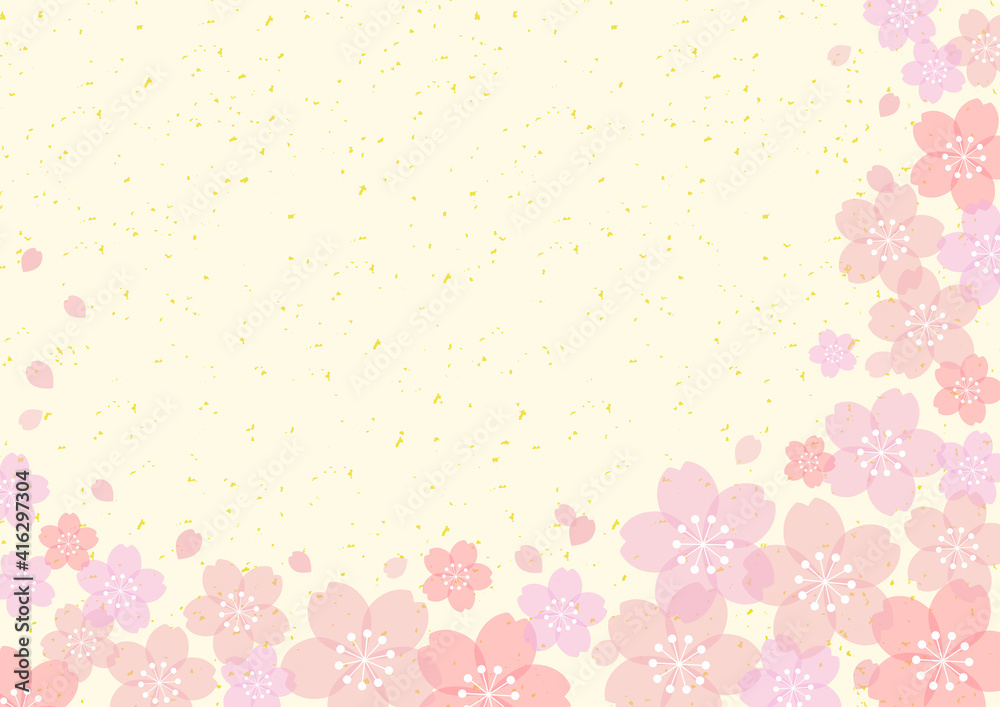 和風 桜 金箔 POP チラシ フレーム 背景 08 和風 桜 金箔 POP チラシ フレーム 背景 08