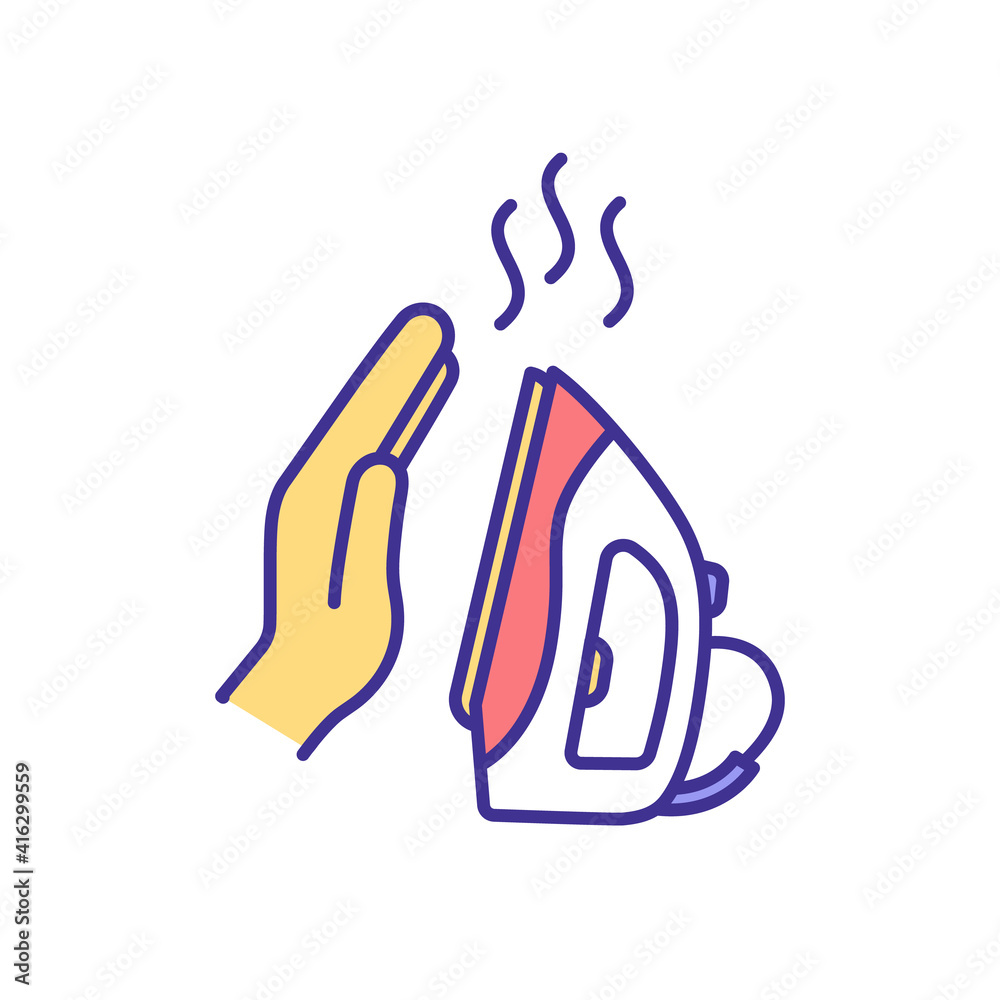 Iron burns RGB color icon. Significant thermal injury. Ironing safety