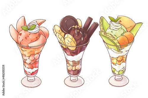 Delicious parfait in different flavours