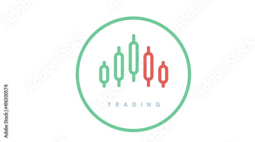 Vector Isolated Trading Icon or Illustration, with Candles or Candlesticks