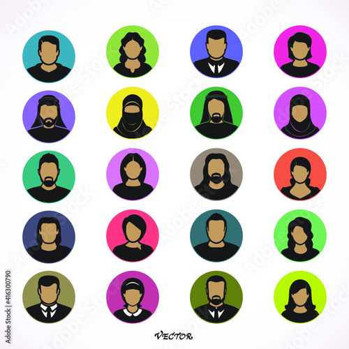 Male and female icons. Businessman and businesswomen user avatar. Man and women. Flat vector illustration.