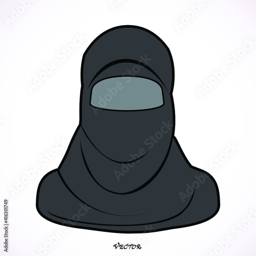 arabic muslim woman, Type of clothing Burka, vector isolated