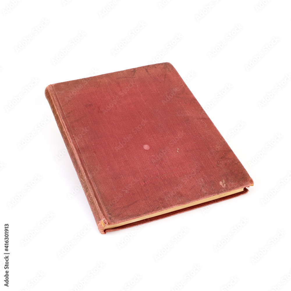 Old book in brown cover with white sheets isolated on a white background Old book in brown cover with white sheets isolated on a white background