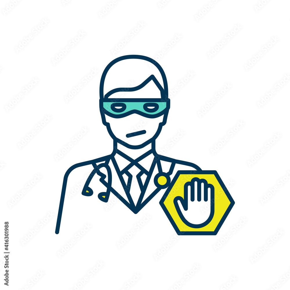 Quackery RGB color icon. Dishonest medical practices. Health fraud scams. Charlatan. Fake doctor. Unproven health schemes promotion. Medical qualifications absence. Isolated vector illustration