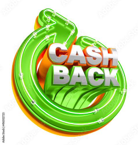 CashBack Render 3D isolated with background white