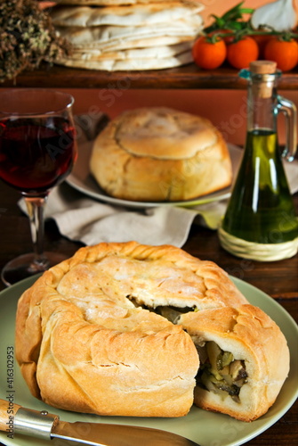 Panada (vegetables pie) from Sardinia photo