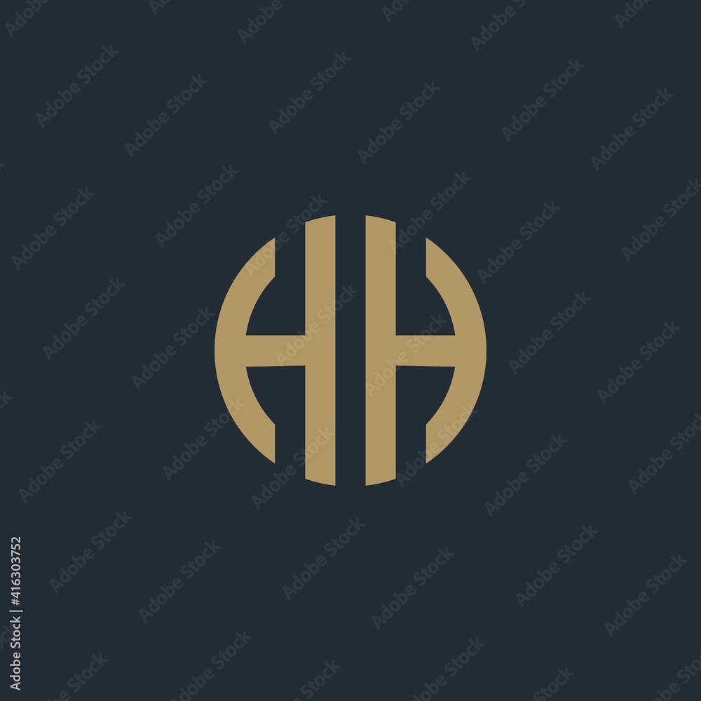 Abstract letter HH. minimal circle logo design template. Vector letter logo with green and black background Abstract letter HH. minimal circle logo design template. Vector letter logo with green and black background
