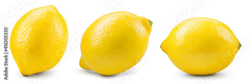 Lemon isolate on white. Lemon side view on white. Whole lemon. one, 1 fruit. With clipping path.