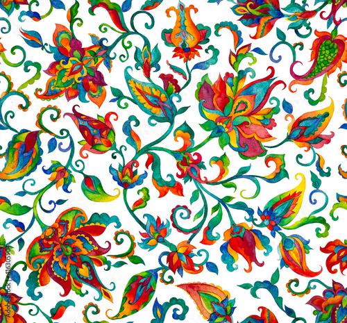 Paisley watercolor floral pattern