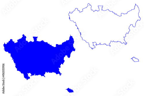 Metropolitan City of Milan (Milano, Italy, Italian Republic, Lombardy region) map vector illustration, scribble sketch Province of Milan map