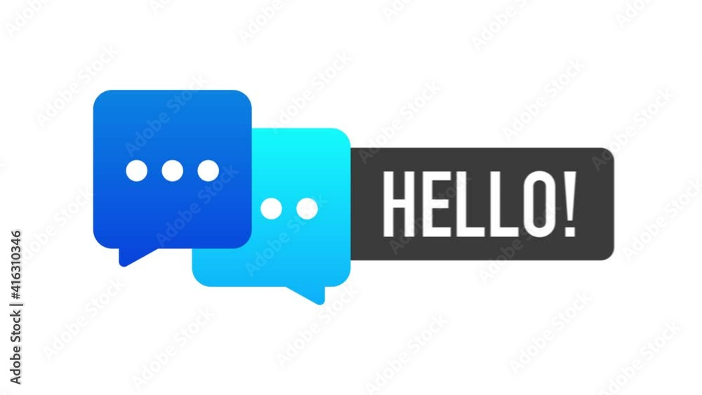 Hello message bubble banner on white background. Motion graphic. Hello message bubble banner on white background. Motion graphic.