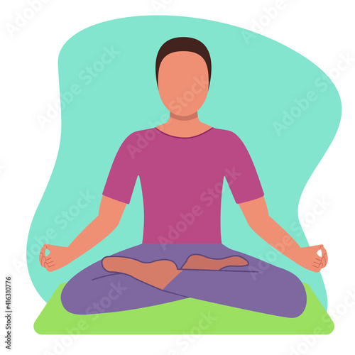 Man practice yoga, relaxing yoga, stress relief