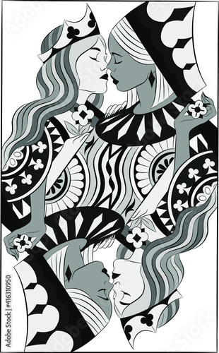 ladies black, white graphic vector illustration 