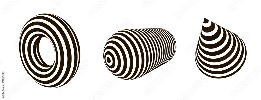 Set of cone, torus, cylinder. Geometric vector 3d shapes isolated on white background. EPS 10. Set of cone, torus, cylinder. Geometric vector 3d shapes isolated on white background. EPS 10.
