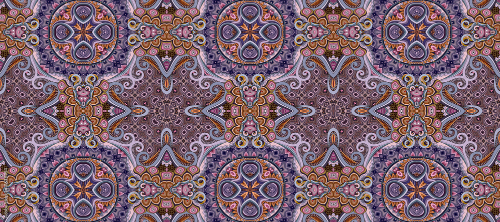 Raster ethnic ornamental color seamless pattern