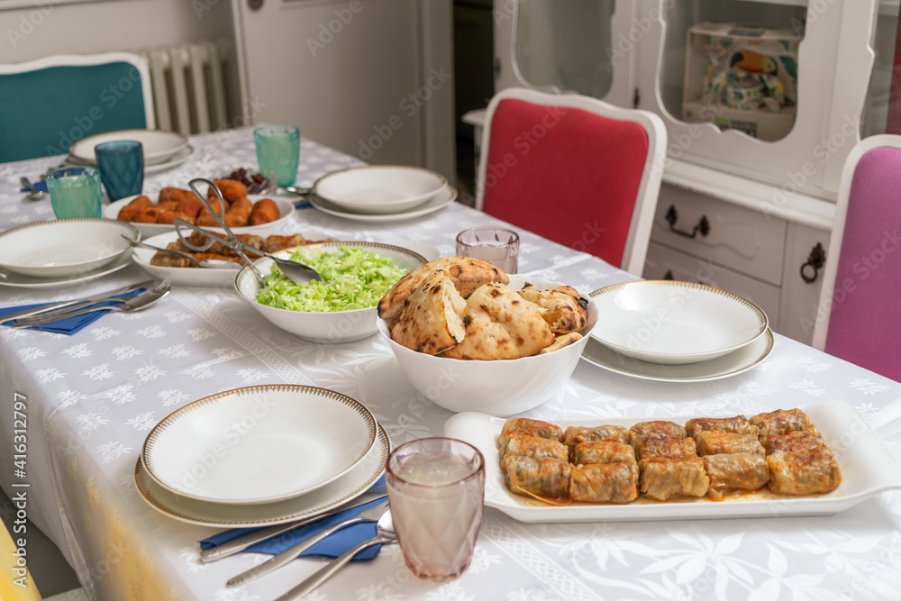 Traditional Muslim Ramadan Dinner Iftar food