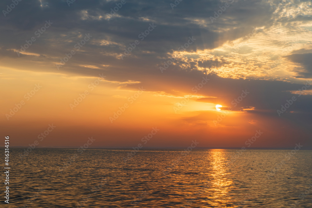 Beautiful sunset over the Caspian Sea