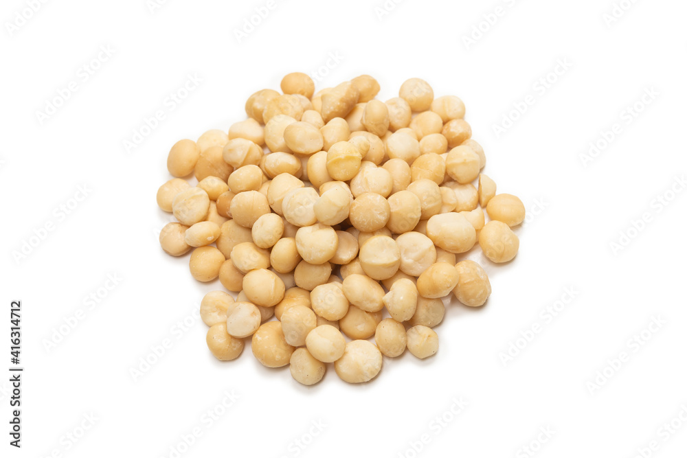 Macadamia nuts isolated on white background. Macadamia nuts isolated on white background.
