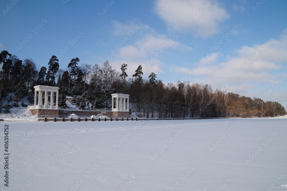 moscow, serebryany bor: river pier in winter moscow, serebryany bor: river pier in winter