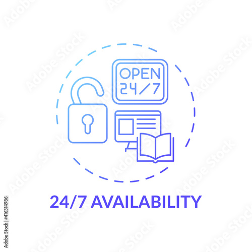 Availible information concept icon. Online library search options idea thin line illustration. New technology. Digital. Easy access to information Vector isolated outline RGB color drawing