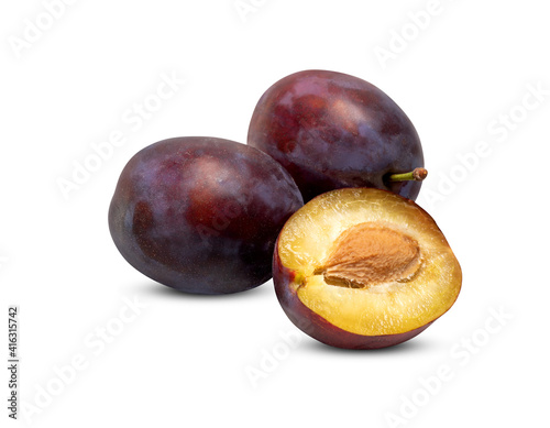 plums on white background with clipping path 
