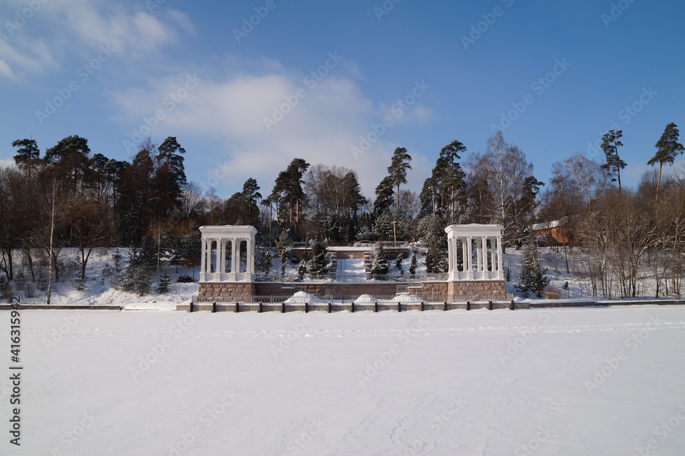 moscow, serebryany bor: river pier in winter moscow, serebryany bor: river pier in winter