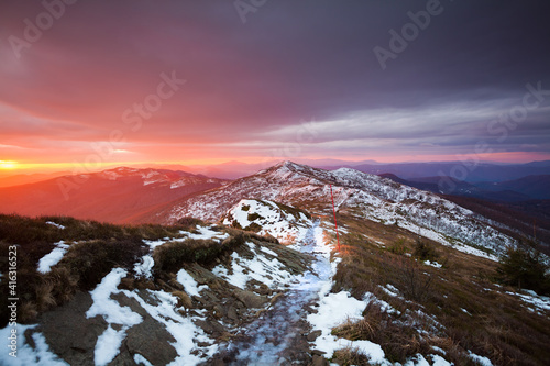 Fototapeta Naklejka Na Ścianę i Meble -  winter landscape in the mountains, Bieszczady