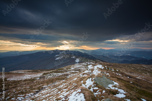 Fototapeta Naklejka Na Ścianę i Meble -  winter landscape in the mountains, Bieszczady