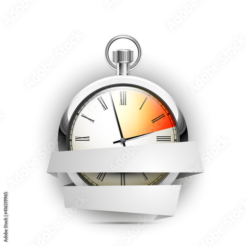 Antique Countdown icon band. Pocket Analog timer icons set, illustration, Old Clock picture banner, watch icon in stripe