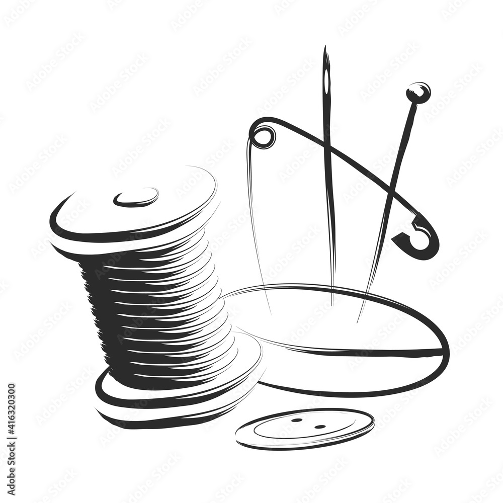 Thread and needle symbol for sewing and cutting Stock Vector Adobe Stock