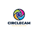 Circle Camera Eye vector Logo Design Template. Cctv, video monitoring abstract business logo idea.