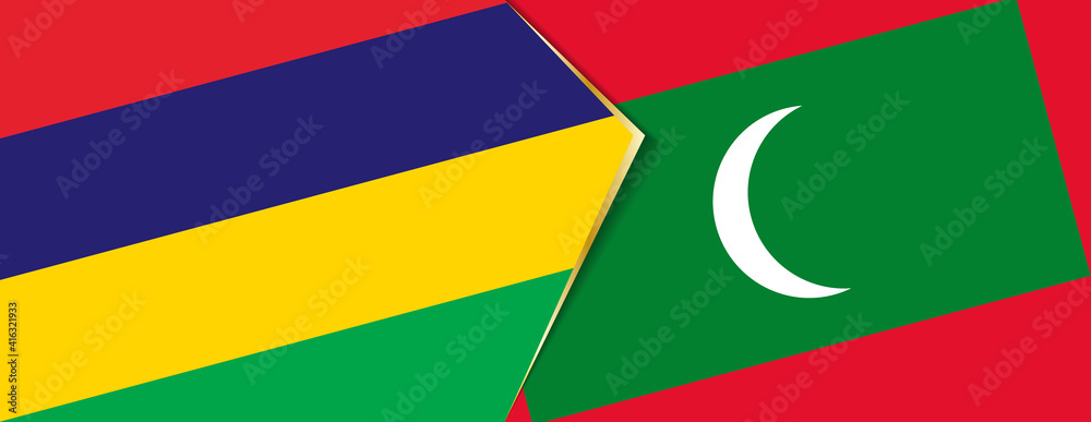 Mauritius and Maldives flags, two vector flags. Mauritius and Maldives flags, two vector flags.