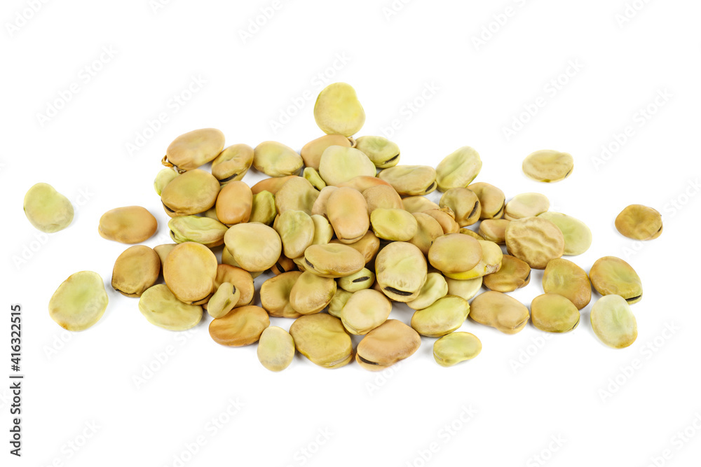 Pile broad or fava beans isolated on white background Pile broad or fava beans isolated on white background