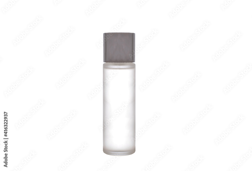 Rejection of plastic concept. Empty cosmetic glass bottle isolated on white background Rejection of plastic concept. Empty cosmetic glass bottle isolated on white background