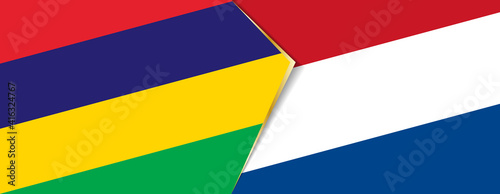Mauritius and Netherlands flags  two vector flags.