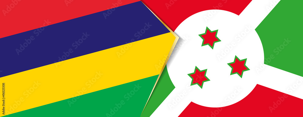 Mauritius and Burundi flags, two vector flags. Mauritius and Burundi flags, two vector flags.