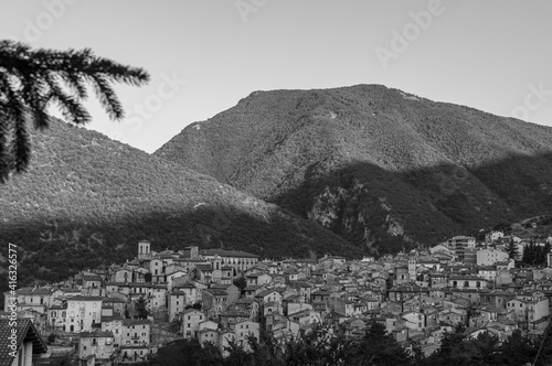Scanno, Aquila, Abruzzo.  Scanno is an Italian town of 1 782 inhabitants located in the province of L'Aquila, in Abruzzo.  The municipal area, surrounded by the Marsican Mountains.