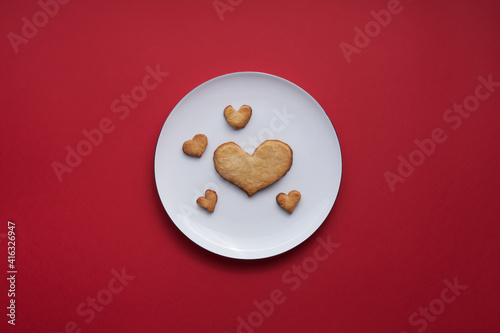 Card for Valentine's Day February 14th. Mother's day. Womans day. Cookies in Shape of Hearts.