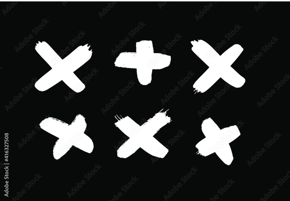 Obraz premium Black and White paint Vector cross lines. Hand drawn set of objects for design use. Abstract drawing stripes. Artistic illustration grunge elements strokes