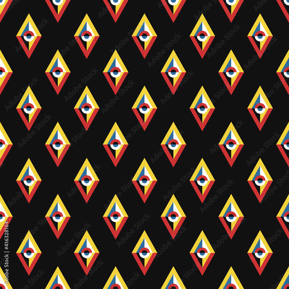 vector multi rhombus seamless pattern on black