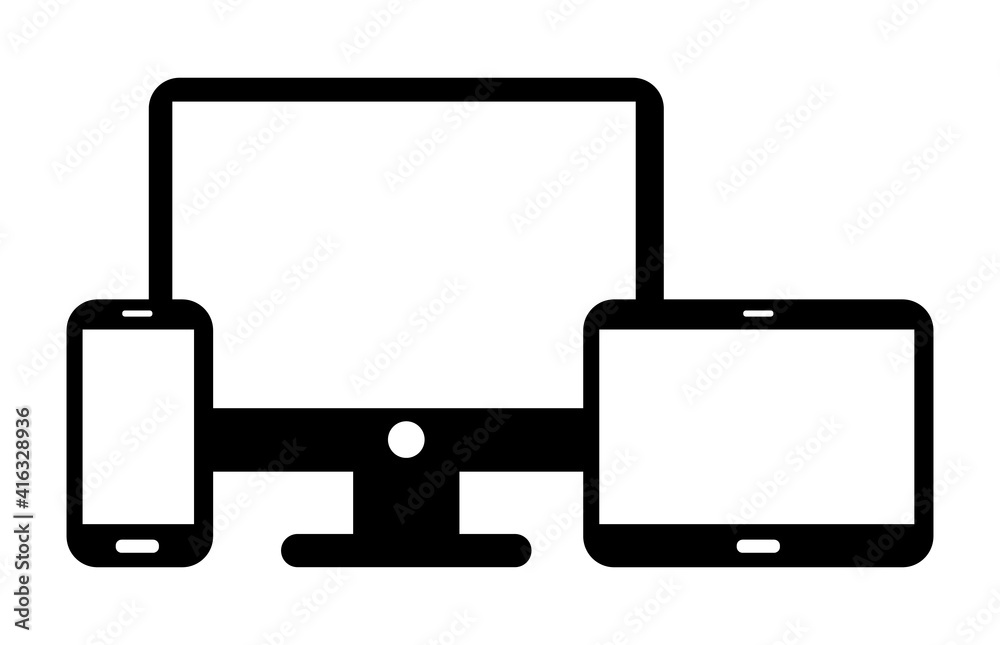 Devices Set. Smartphone. Tablet. Monitor PC. Vector Icons. Devices Set. Smartphone. Tablet. Monitor PC. Vector Icons.