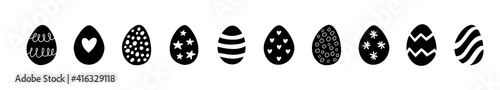 Easter set of doodle eggs illustrations isolated on white background.