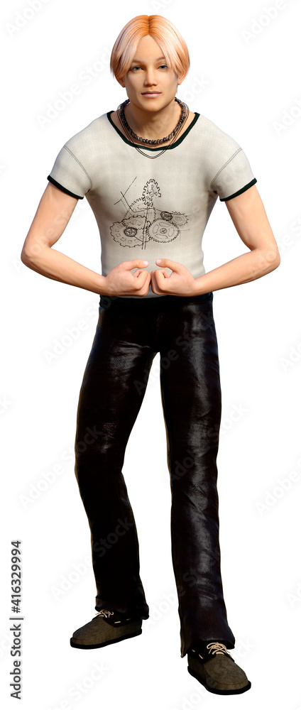 3D Rendering Teenager Boy on White 3D Rendering Teenager Boy on White