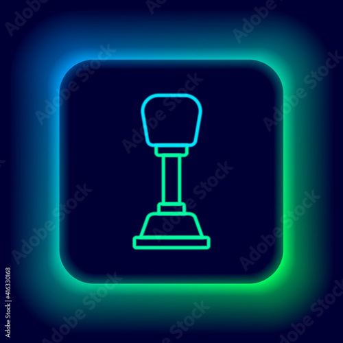 Glowing neon line Gear shifter icon isolated on black background. Manual transmission icon. Colorful outline concept. Vector.