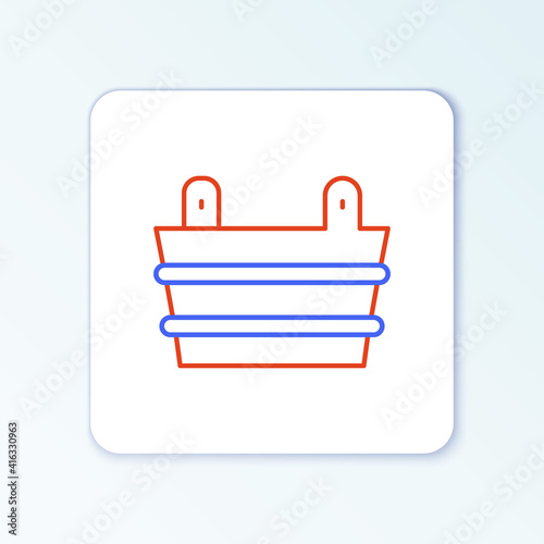 Line Sauna bucket icon isolated on white background. Colorful outline concept. Vector.