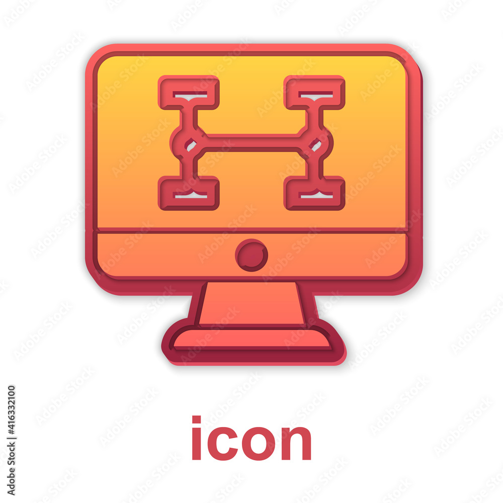 Gold Hardware diagnostics condition of car icon isolated on white background. Car service and repair parts. Vector.