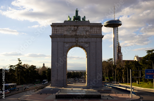 Arco de la victoria and Faro de Moncloa in Madrid photo